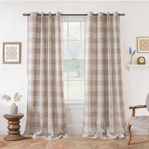 New DriftAway Buffalo Plaid Check Curtains 2 Panels 52 Inch by 96inch Taupe